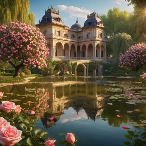 water palace,fairy tale castle,fairytale castle,water castle,secret garden of venus,landscape rose,moated castle,lotuses,beautiful home,sanssouci,chateau,palace garden,flower garden,lotus pond,villa balbianello,noble roses,splendor of flowers,beauty scene,golden pavilion,the golden pavilion,Photography,General,Natural