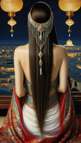 oriental princess,oriental girl,oriental,orientalist,oriental painting,arhats,Illustration,Realistic Fantasy,Realistic Fantasy 08