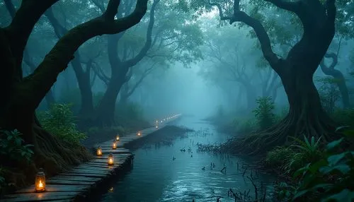 flooded pathway,backwaters,the mystical path,swamps,backwater,shaoming,forest path,enchanted forest,tropical forest,tranquility,rain forest,foggy forest,fairy forest,foggy landscape,mystical,mangroves,holy forest,amazonia,pathway,eastern mangroves,Photography,General,Realistic