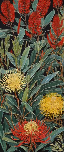 protea,illustration of the flowers,floral composition,grevillea,chrysanths,floral ornament,botanical print,flowering plants,flowers png,red foliage,chrysanthemum exhibition,tropical flowers,protea family,khokhloma painting,floral border,chrysanthemums,flower painting,floral japanese,robins in a winter garden,palm lilies,Illustration,Black and White,Black and White 20