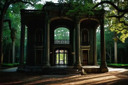 Antique Orleans mansion, grandiose entrance, intricate ironwork, ornate balconies, French Renaissance style, tall columns, symmetrical facade, luxurious interior, crystal chandelier, marble floors, ve