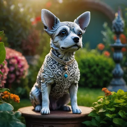 lawn ornament,australian stumpy tail cattle dog,australian cattle dog,garden ornament,miniature schnauzer,toy fox terrier,chihuahua,old english terrier,the french bulldog,american hairless terrier,corgi-chihuahua,frankenweenie,schnauzer,french bulldog blue,pet portrait,lancashire heeler,peruvian hairless dog,mexican hairless dog,english toy terrier,russell terrier,Photography,General,Fantasy