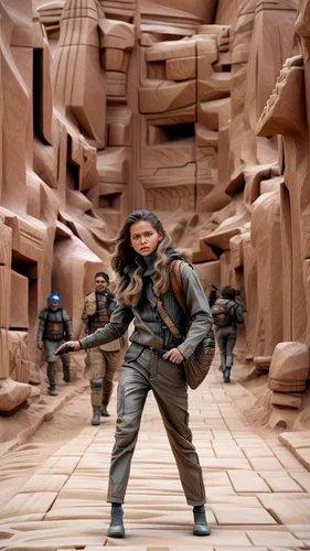 sand sculptures,guards of the canyon,digital compositing,cardboard background,viewing dune,sand sculpture,petra,cardboard,mud village,maze,ait-ben-haddou,erbore,theater of war,indiana jones,sculptor ed elliott,karnak,cargo,stunt performer,dune,anasazi