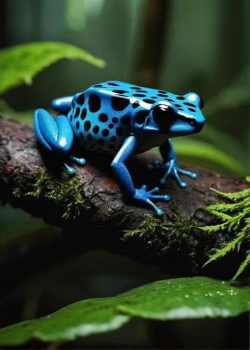 Compose a peaceful scene in a rainforest with a strawberry poison dart frog.,poison dart frog,coral finger tree frog,golden poison frog,coral finger frog,pacific treefrog,eastern dwarf tree frog,fire-