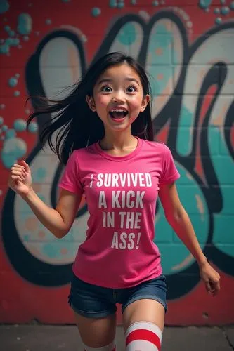 little girl running,survive,dance with canvases,survivorship,vawa,girl in t-shirt