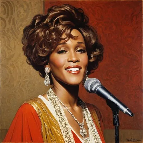 jazz singer,ester williams-hollywood,sarah vaughan,blues and jazz singer,ella fitzgerald,ann margarett-hollywood,farrah fawcett,jheri curl,singer,rose woodruff,aging icon,lily of the nile,jackie matthews,kerry,born in 1934,70's icon,soulful,african american woman,carol m highsmith,soprano,Art,Classical Oil Painting,Classical Oil Painting 42