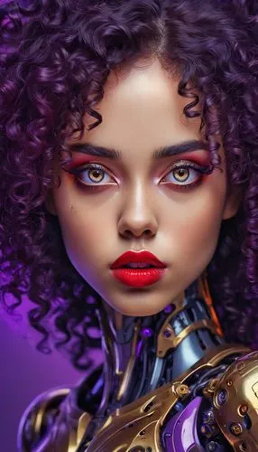 afrofuturism,derivable,alita,kerrii,fembot,cybernetically,doll's facial features,melora,psionic,femforce,vrih,kerrigan,sombra,world digital painting,cybernetic,sci fiction illustration,lilandra,blackfire,cyberia,cyberangels,Conceptual Art,Sci-Fi,Sci-Fi 03