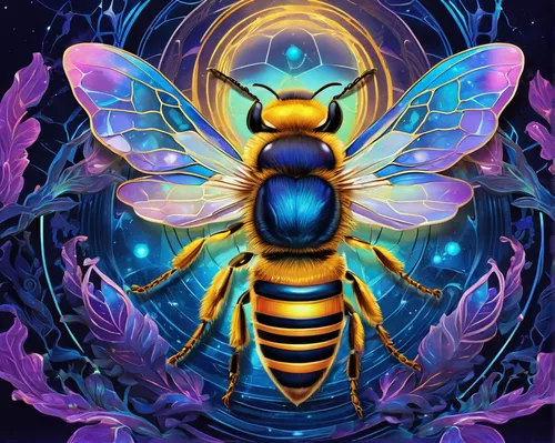 bee,blue wooden bee,drawing bee,drone bee,pollinator,wild bee,bees,honeybee,honey bee,bee friend,silk bee,two bees,pollinate,western honey bee,fur bee,aurora butterfly,bumblebee fly,honey bee home,monarch,bombyx mori,Illustration,Realistic Fantasy,Realistic Fantasy 20