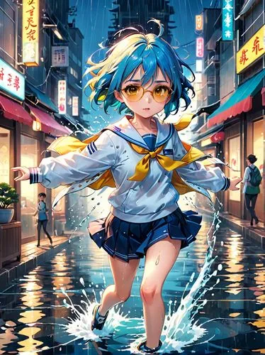 walking in the rain,nagisa,manami,monsoon banner,rainy,ukrainy,Anime,Anime,Realistic