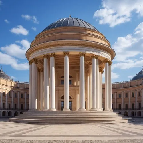 a round building with pillars and a domed roof,zappeion,borromini,neoclassical,saint isaac's cathedral,janiculum,pannonhalma,doric columns,ryswick,palladian,pantheon,bramante,glyptothek,pancuronium,ri