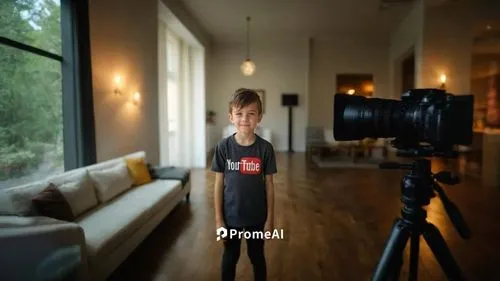 YouTube video ,a boy standing in front of a camera in a living room,petercam,camera man,prempro,greenscreen,pyro,pyrotechnical