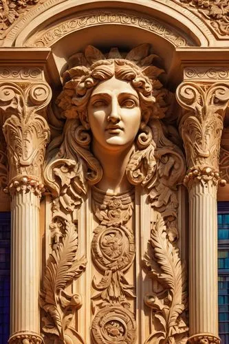 architectural detail,corinthian order,ornamentation,entablature,terracotta,wood carving,wooden facade,pilaster,carvings,art deco ornament,tympanum,carved wall,art nouveau frame,facade lantern,cartouche,decorative element,pedimented,ornamented,carved wood,doorkeepers,Illustration,Realistic Fantasy,Realistic Fantasy 38