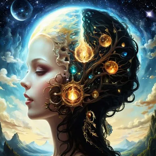 diwata,baoshun,andromeda,zodiac sign gemini,oracular,rosicrucianism,Illustration,Realistic Fantasy,Realistic Fantasy 37