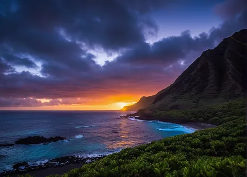 Sunrise from Makapuu Beach Park, Honolulu, Hawaii Fuji XT2    |    50 sec.    |    f/8   |   ISO 100   |   Fujinon  XF 10-24mm f/4 R OIS Edited in Lightroom & Photoshop CC 2017 Copyright 2017 Ryan Sak