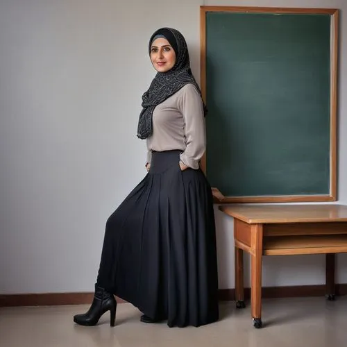 hijab,pencil skirt,muslim woman,teacher,hijaber,abaya,school skirt,lecturer,academic dress,professor,i̇mam bayıldı,academic,librarian,blackboard,muslima,women clothes,plus-size model,women's clothing,blackboard blackboard,muslim background,Photography,General,Natural