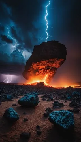 lightning storm,lightning strike,natural phenomenon,active volcano,a thunderstorm cell,volcanic activity,Photography,General,Fantasy