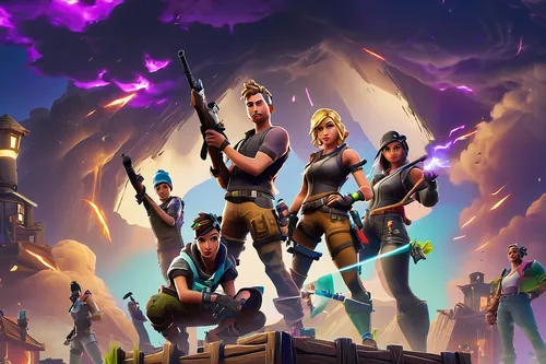 Devise a memorable Fortnite creator code,fortnite,pickaxe,free fire,dusk background,wall,cube background,media concept poster,twitch logo,bandana background,fire background,twitch icon,april fools day