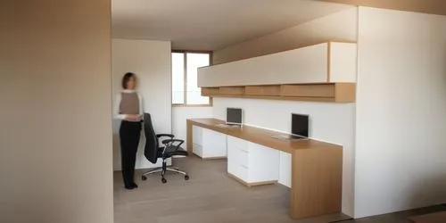 woman in brown shirt in room with open cabinets,associati,shared apartment,habitaciones,appartement,an apartment,kitchen interior,Photography,General,Realistic