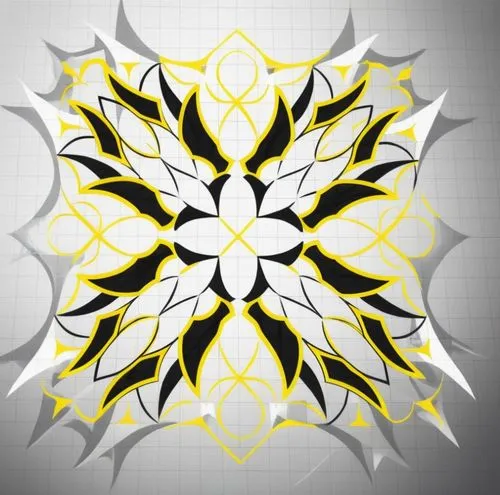 yellow and black pattern in white background,solar plexus chakra,flower of life,lemon pattern,gold foil snowflake,mandala background,metatron's cube,Unique,Design,Logo Design