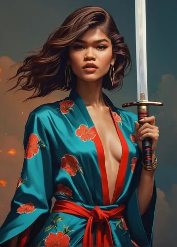 mulan,samurai fighter,katana,warrior woman,samurai,female warrior,beautiful girls with katana,swordswoman,geisha,asian vision,oriental princess,fantasy portrait,asian culture,asian woman,world digital painting,vietnamese woman,samurai sword,wind warrior,yi sun sin,geisha girl,Illustration,Vector,Vector 14