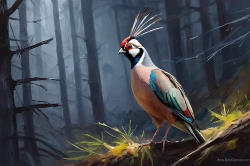 Write a thrilling story about a lost chukar desperately searching for its flock in a dark and eerie forest.,bird painting,chukar,eastern crowned crane,woodpecker bird,pheasant,nature bird,ring necked 