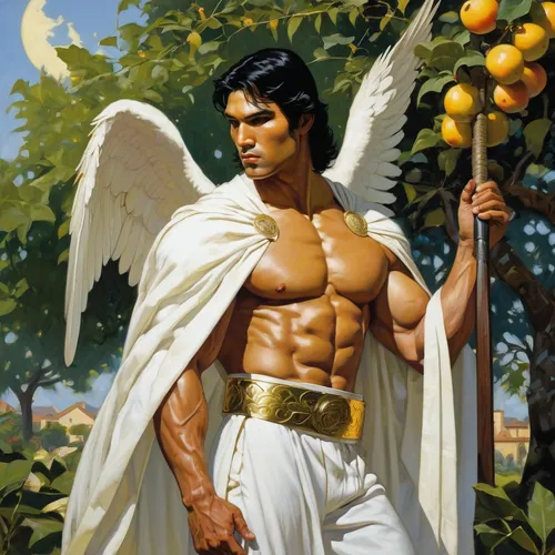 angel moroni,golden apple,mercury,sacred fig,perseus,apollo,the archangel,valencia orange,fruit of the sun,golden delicious,diet icon,yellow plums,tarzan,greek god,archangel,argan,grape harvest,apple harvest,oranges,discobolus,Conceptual Art,Fantasy,Fantasy 07