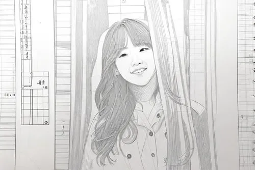 그녀는 한국의 여배우입니다.,pencil frame,torii,a girl's smile,frame drawing,girl drawing,long-haired hihuahua,songpyeon,girl in a long,kimjongilia,asian semi-longhair,hanok,animator,namsan,to draw,mono-line line 