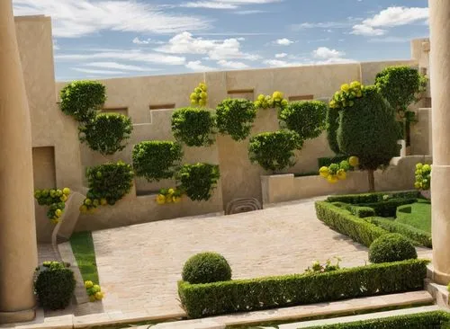 monastery garden,courtyard,garden elevation,inside courtyard,gardens,hacienda,terraces,3d rendering,caravansary,terraced,palace garden,garden design sydney,landscape designers sydney,landscape design 