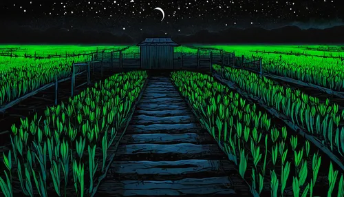 vegetable field,green fields,vegetables landscape,alligator alley,green wheat,straw field,chives field,spring onions,yamada's rice fields,cosmos field,rye field,corn field,cornfield,green landscape,farm background,grain field,crop plant,ricefield,farm landscape,sci fiction illustration,Illustration,Paper based,Paper Based 10