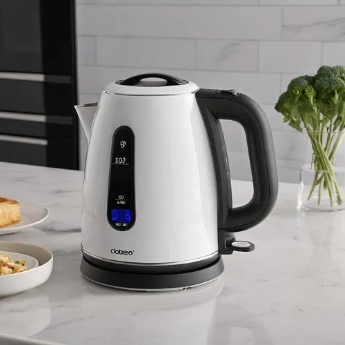 this is an electric kettle next to some food,breville,delonghi,coffeemaker,keurig,cuisinart,coffee maker,Photography,General,Realistic