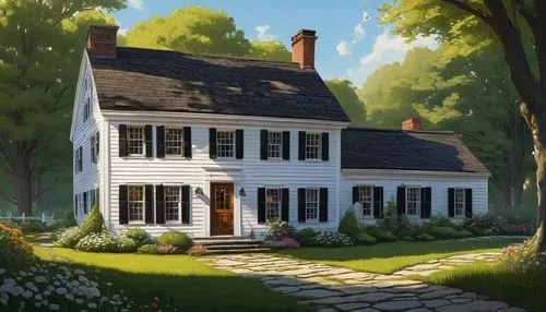 country cottage,new england style house,summer cottage,cottage,old colonial house,country house,farmhouse,little house,maplecroft,house painting,home landscape,farm house,victorian house,small house,traditional house,old home,houses clipart,old town house,homestead,dreamhouse,Illustration,Realistic Fantasy,Realistic Fantasy 28