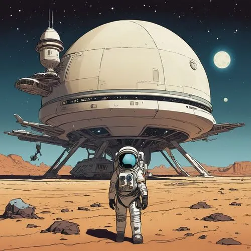 moonbase,spacewalker,colonist,tranquility base,spacewalkers,moebius,Illustration,Children,Children 04