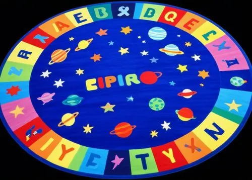 the childrens rug features a solar system and various stars,star chart,zodiacal sign,zodiak,erdf,zodiacal signs,euro sign