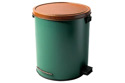 Transparent trash can, PNG, solo, realistic, detailed textures, metal body, plastic lid, rusty handle, dirty stains, reflective surface, soft shading, 3/4 composition, ambient light, shallow depth of 