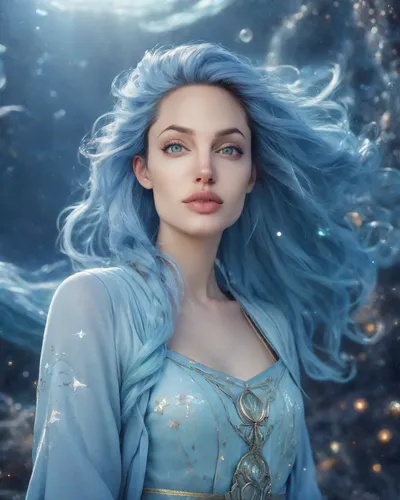 elsa,the snow queen,fantasia,fantasy portrait,winterblueher,blue enchantress,ice queen,fantasy woman,fantasy picture,cg artwork,cinderella,full hd wallpaper,aquarius,fantasy art,aurora,valerian,fairy queen,mermaid background,water rose,blue moon rose,Photography,Realistic