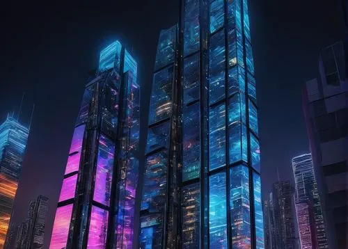 cybercity,guangzhou,cyberpunk,pc tower,electric tower,skyscraper,hypermodern,futuristic architecture,cybertown,ctbuh,the skyscraper,glass building,cyberport,urban towers,futuristic,metropolis,fantasy city,skyscrapers,urbis,skycraper,Illustration,Japanese style,Japanese Style 14