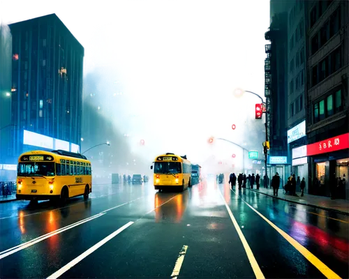 city scape,cityscapes,citybus,city bus,streetcars,city highway,tram road,bus lane,pedestrian lights,transitway,citylights,rainville,yellow taxi,metrobuses,street lights,yonge,schoolbuses,street car,streetlights,cartoon video game background,Illustration,Retro,Retro 17