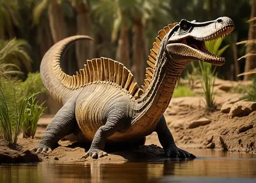 spinosaurus,tirannosaurus,aucasaurus,real gavial,troodon,landmannahellir,velociraptor,dinosaruio,iguanidae,reconstruction,jurassic,raptor,allosaurus,brontosaurus,chroicocephalus ridibundus,tyrannosaurus,saurian,palaeontology,anatidae,terrestrial vertebrate,Illustration,Realistic Fantasy,Realistic Fantasy 40