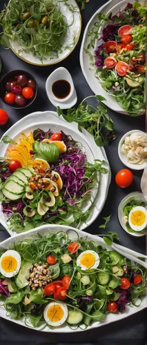 Imagine a luxurious restaurant where a sumptuous salad plate awaits.,salad niçoise,salad platter,salad plate,israeli salad,catering service bern,sea salad,turkish cuisine,saladitos,mediterranean diet,