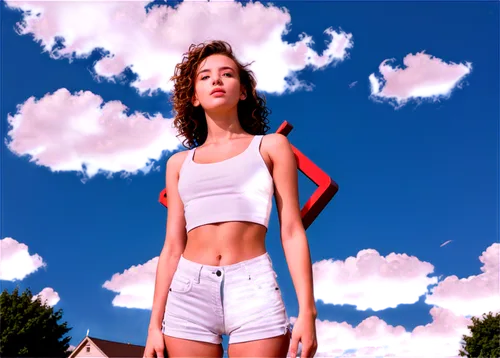 cumulus,sky,crop top,sportswear,coral,photoshop manipulation,gradient mesh,image manipulation,clouds - sky,photomanipulation,photo manipulation,female model,partly cloudy,cotton top,cumulus cloud,digital compositing,summer sky,cumulus clouds,summer clothing,puma,Conceptual Art,Sci-Fi,Sci-Fi 09