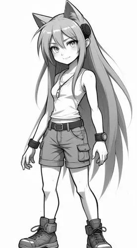 tomboys,filia,grayscale,revy,cutoffs,tifa,Design Sketch,Design Sketch,Detailed Outline