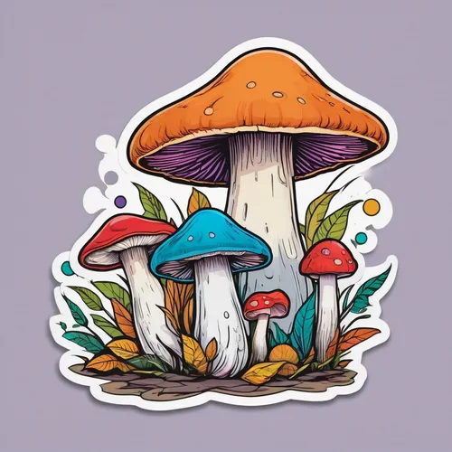 mushroom landscape,forest mushroom,agaric,mushroom type,tree mushroom,mushrooms,toadstools,mushroom,mushroom island,forest mushrooms,mushroom hat,toadstool,cloud mushroom,medicinal mushroom,small mushroom,champignon mushroom,blue mushroom,fungi,mushrooming,lingzhi mushroom,Unique,Design,Sticker