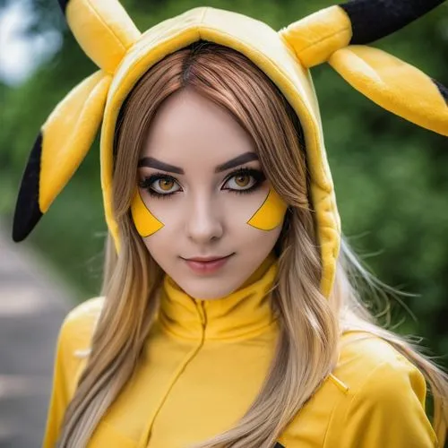 pikachu,sunndi,springmann,kazzia,alakazam,pika,kadabra,rafaela,kaisa,pokemon,ekatarina,navi,mirabelle,bee,yellow jumpsuit,cosplay image,marzia,leona,yellow and black,yellow,Photography,General,Realistic