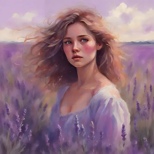 lavender,the lavender flower,lavender blush,lavender field,la violetta,emilia,lavender fields,lilac blossom,purple landscape,lilacs,fantasy portrait,violetta,lilac,meadow in pastel,digital painting,girl in flowers,liesel,lavendar,mystical portrait of a girl,heatherley