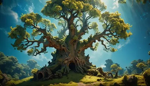 magic tree,celtic tree,oak tree,flourishing tree,tree of life,old tree,forest tree,a tree,tree,dragon tree,strange tree,isolated tree,rosewood tree,cartoon video game background,the roots of trees,oak,wondertree,dwarf tree,druid grove,elven forest,Photography,General,Cinematic