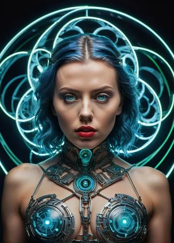 in the depths of a geocentric galatia, a vivid image unfolds, representing the beauty of Scarlett Johansson riding a byke. Her eyes are filled with an otherworldly wisdom, and she's surrounded by flas