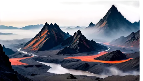 Venusian landscape, planetary terrain, rugged mountains, misty atmosphere, thick fog, swirling clouds, sulfuric acid rain, volcanic rocks, iridescent minerals, glowing lava flows, futuristic sci-fi, l