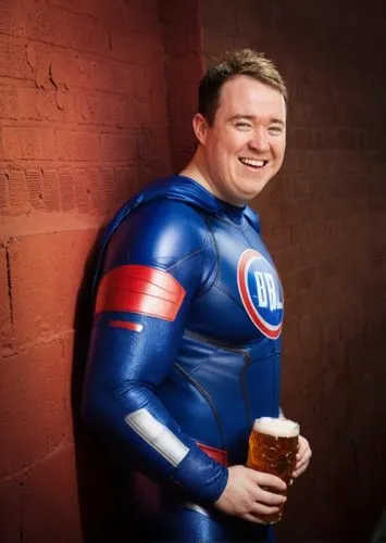 Superhero Outfit, fat adult, realistic, food stains, Bud Light beer Texture, funny, 8K, Chubby, ,captain american,hero,superhero,super hero,sports hero fella,suit actor,steel man,captain america type,