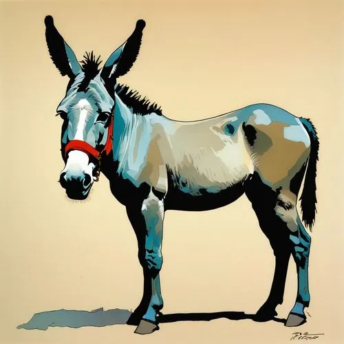 gemsbok,electric donkey,half donkey,painted horse,donkey,mule,Illustration,Paper based,Paper Based 12