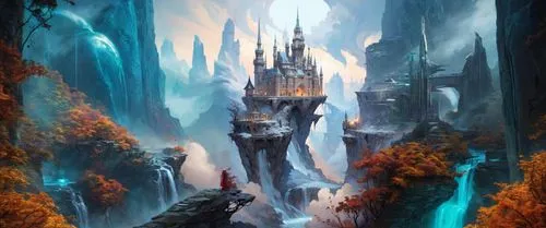 ice castle,icewind,fantasy picture,fantasy landscape,gondolin,fantasy city